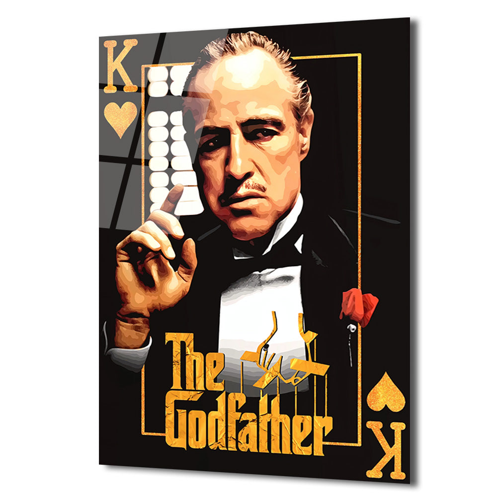 The Godfather Vito Corleone Temalı Cam Tablo - Efsanevi Portre