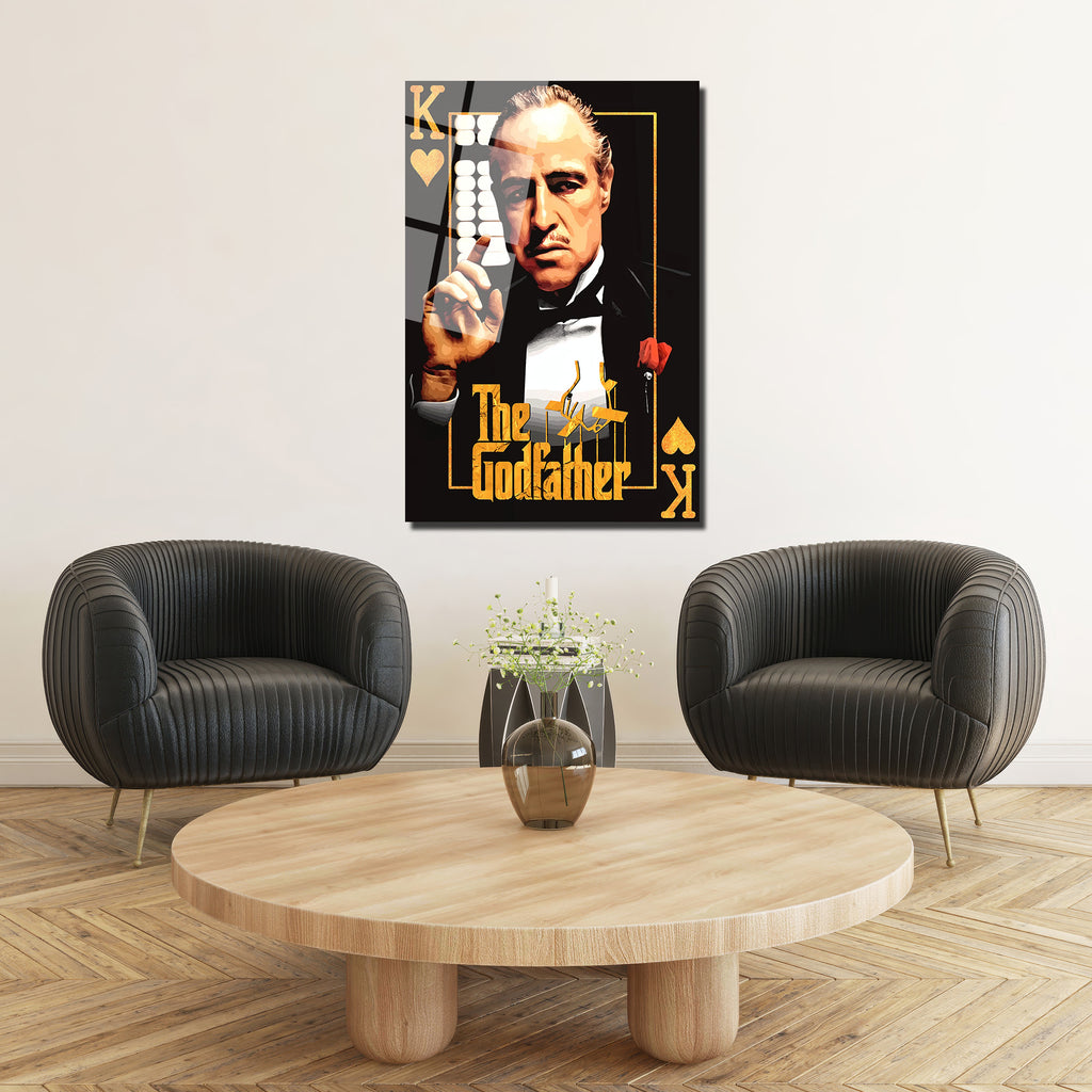 The Godfather Vito Corleone Temalı Cam Tablo - Efsanevi Portre