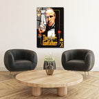 The Godfather Vito Corleone Temalı Cam Tablo - Efsanevi Portre