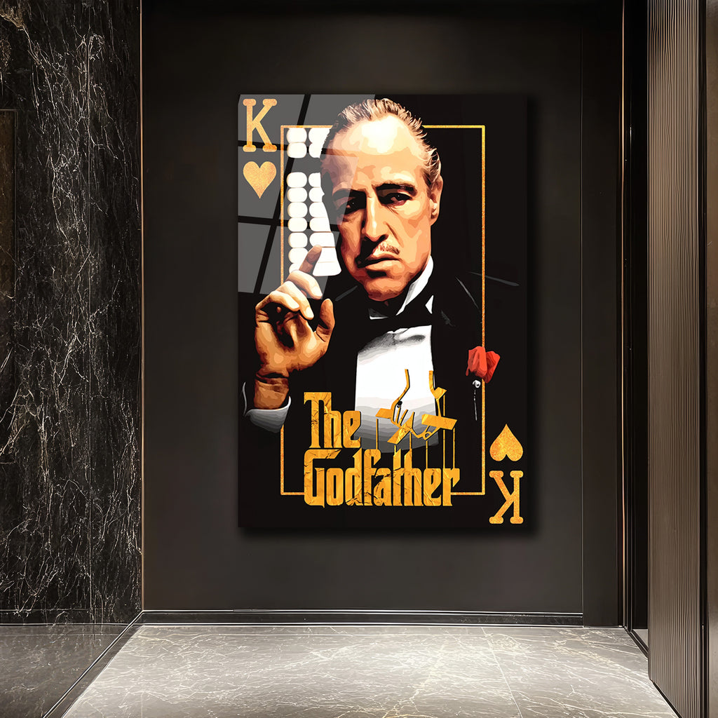 The Godfather Vito Corleone Temalı Cam Tablo - Efsanevi Portre