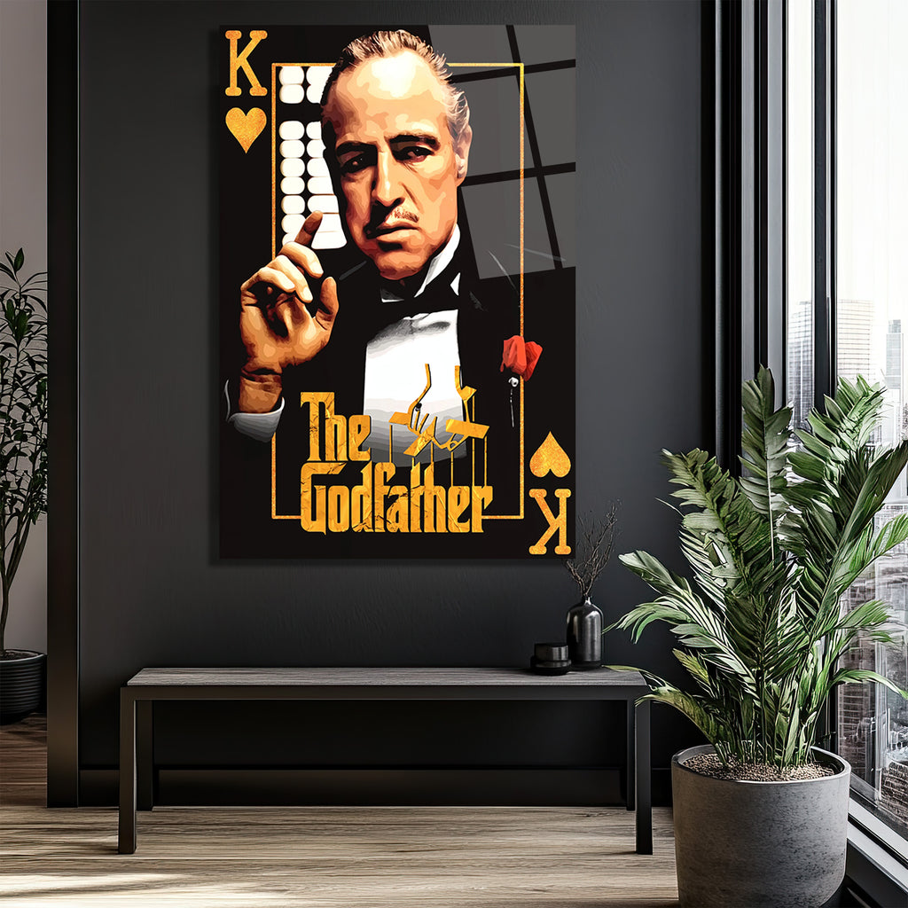 The Godfather Vito Corleone Temalı Cam Tablo - Efsanevi Portre