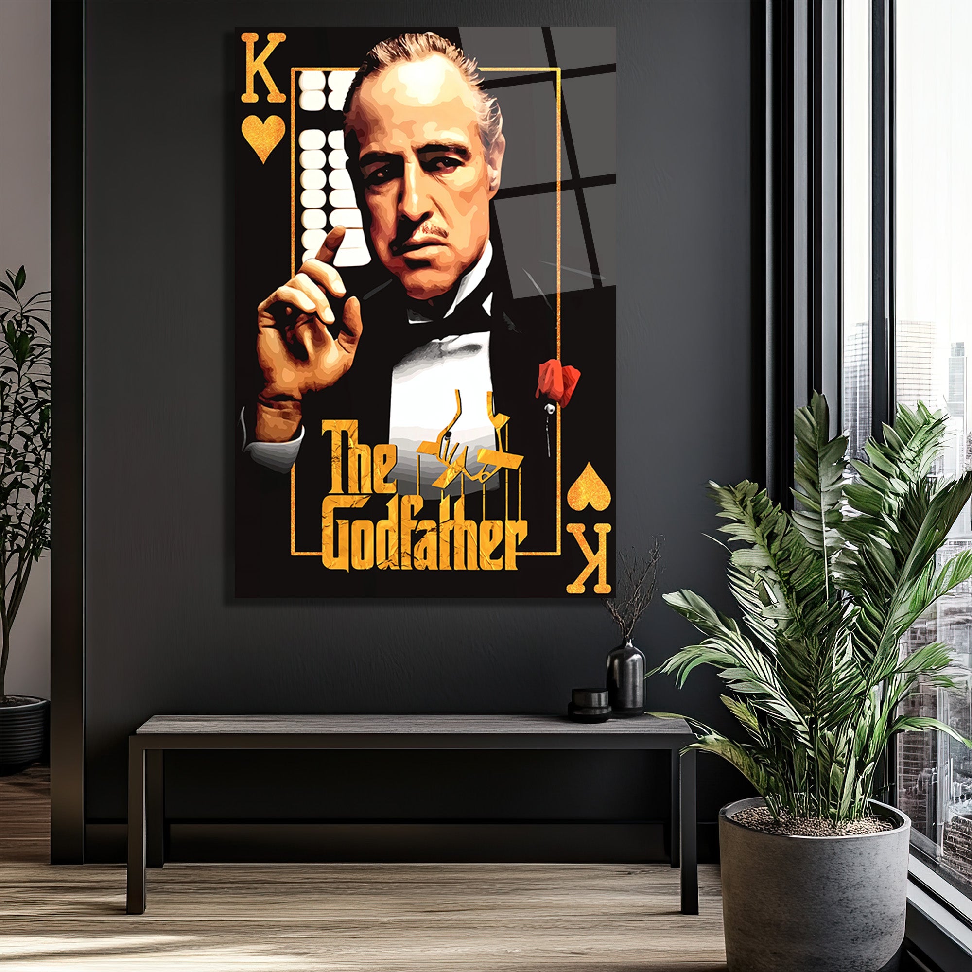 The Godfather Vito Corleone Temalı Cam Tablo - Efsanevi Portre