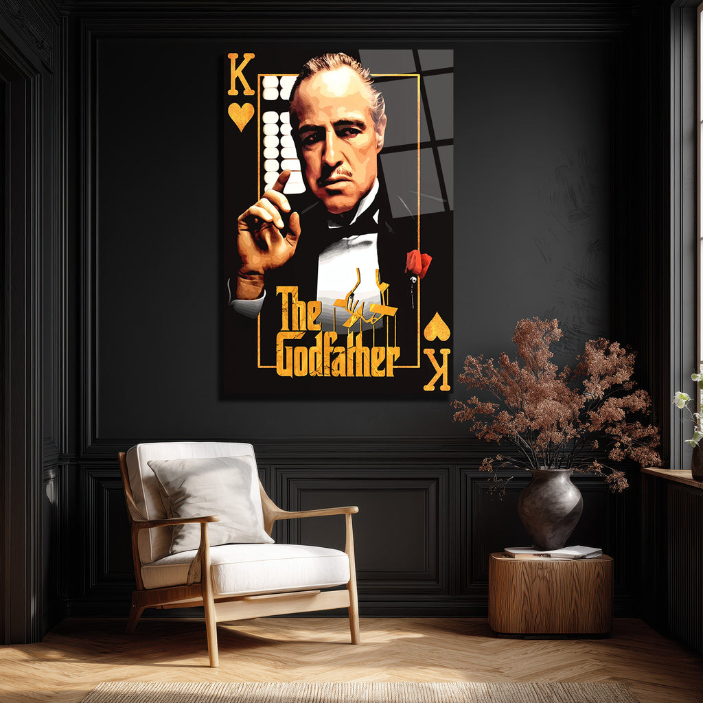 The Godfather Vito Corleone Temalı Cam Tablo - Efsanevi Portre