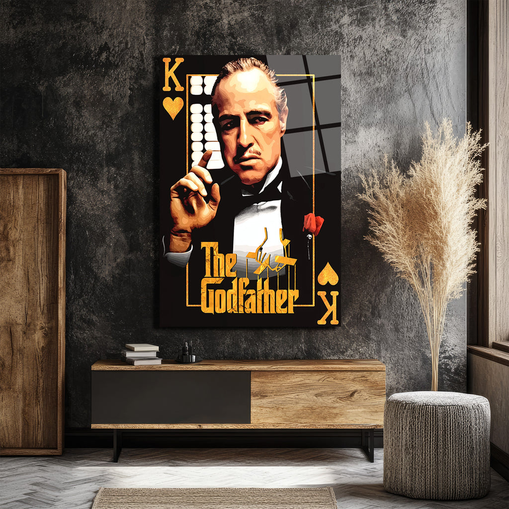 The Godfather Vito Corleone Temalı Cam Tablo - Efsanevi Portre