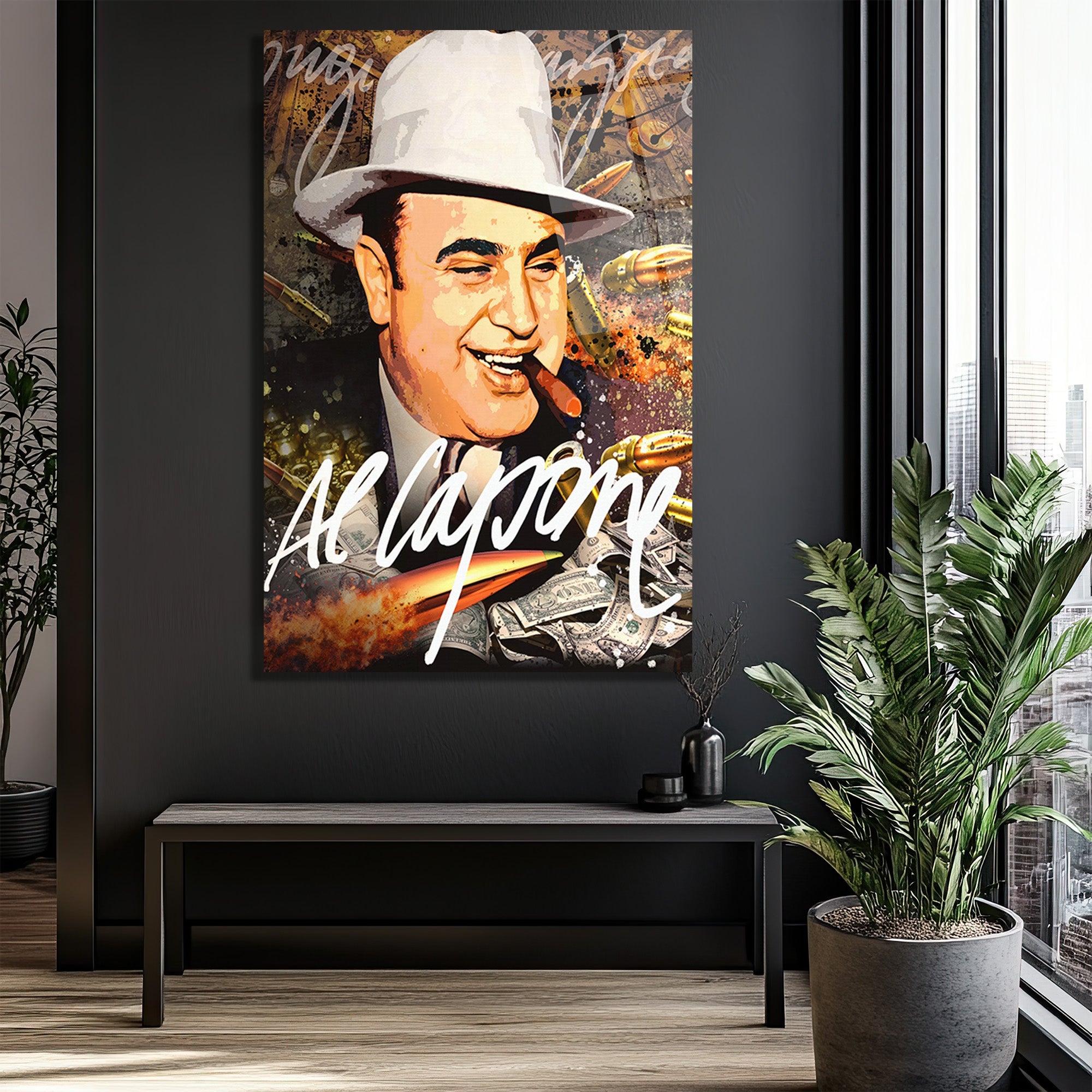Al Capone Efsanesi Cam Tablo | Gangster Temalı Duvar Sanatı