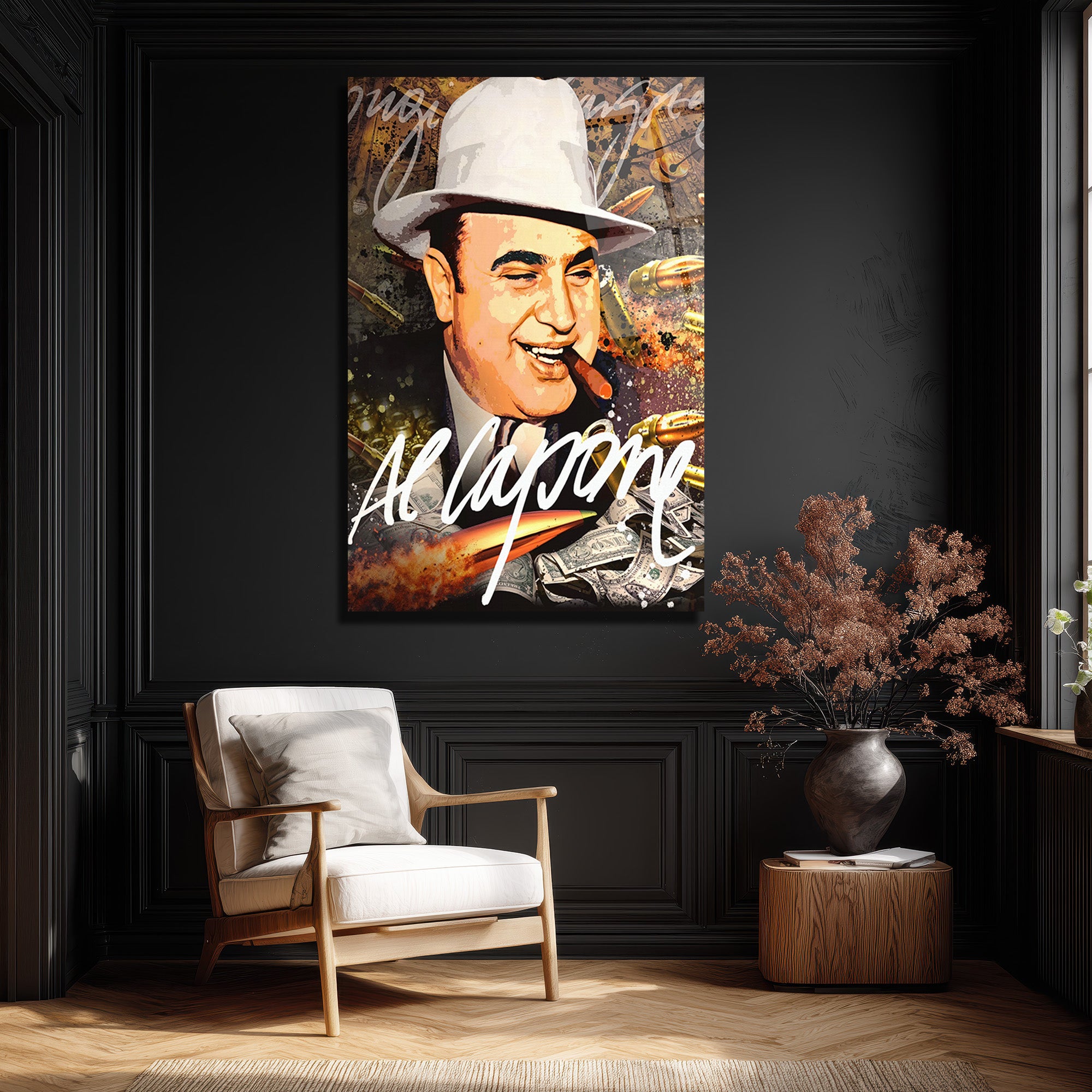 Al Capone Efsanesi Cam Tablo | Gangster Temalı Duvar Sanatı