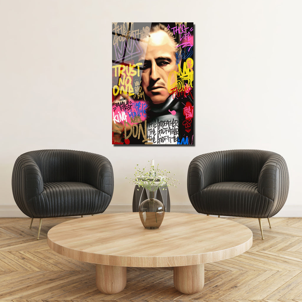 The Godfather Efsanevi Graffiti Portre Cam Tablo