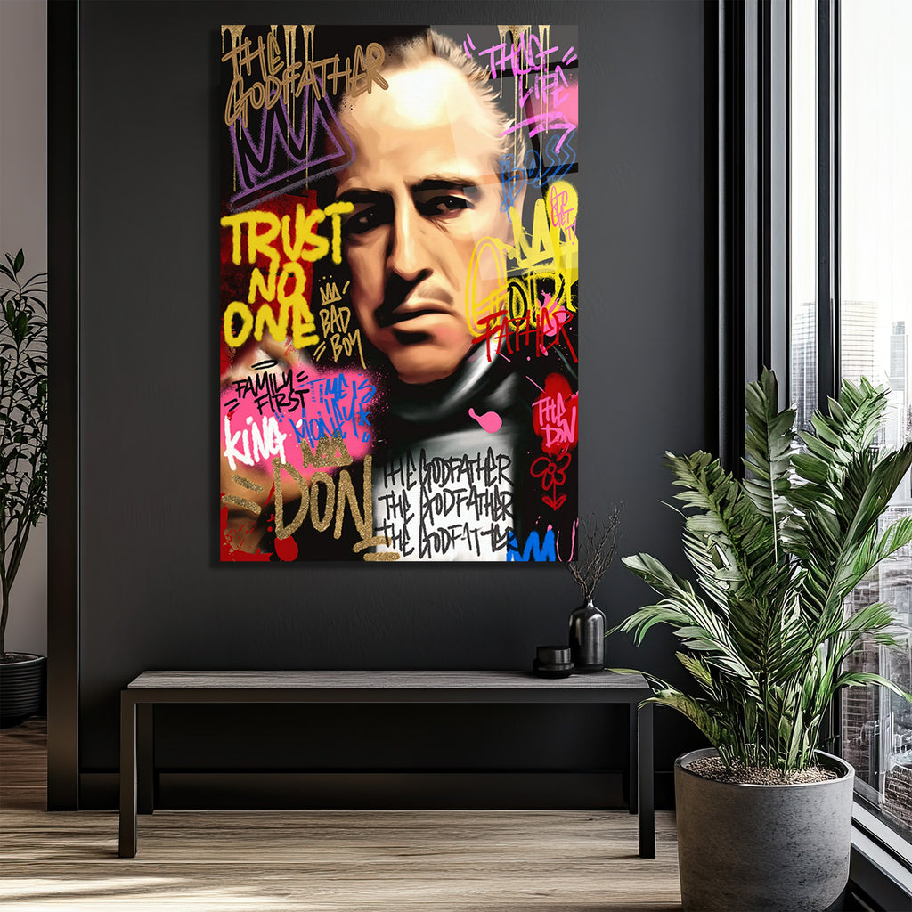 The Godfather Efsanevi Graffiti Portre Cam Tablo