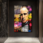 The Godfather Efsanevi Graffiti Portre Cam Tablo