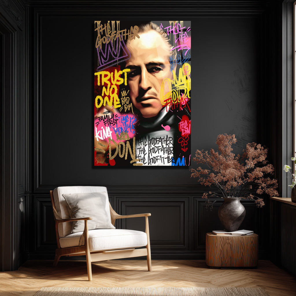 The Godfather Efsanevi Graffiti Portre Cam Tablo