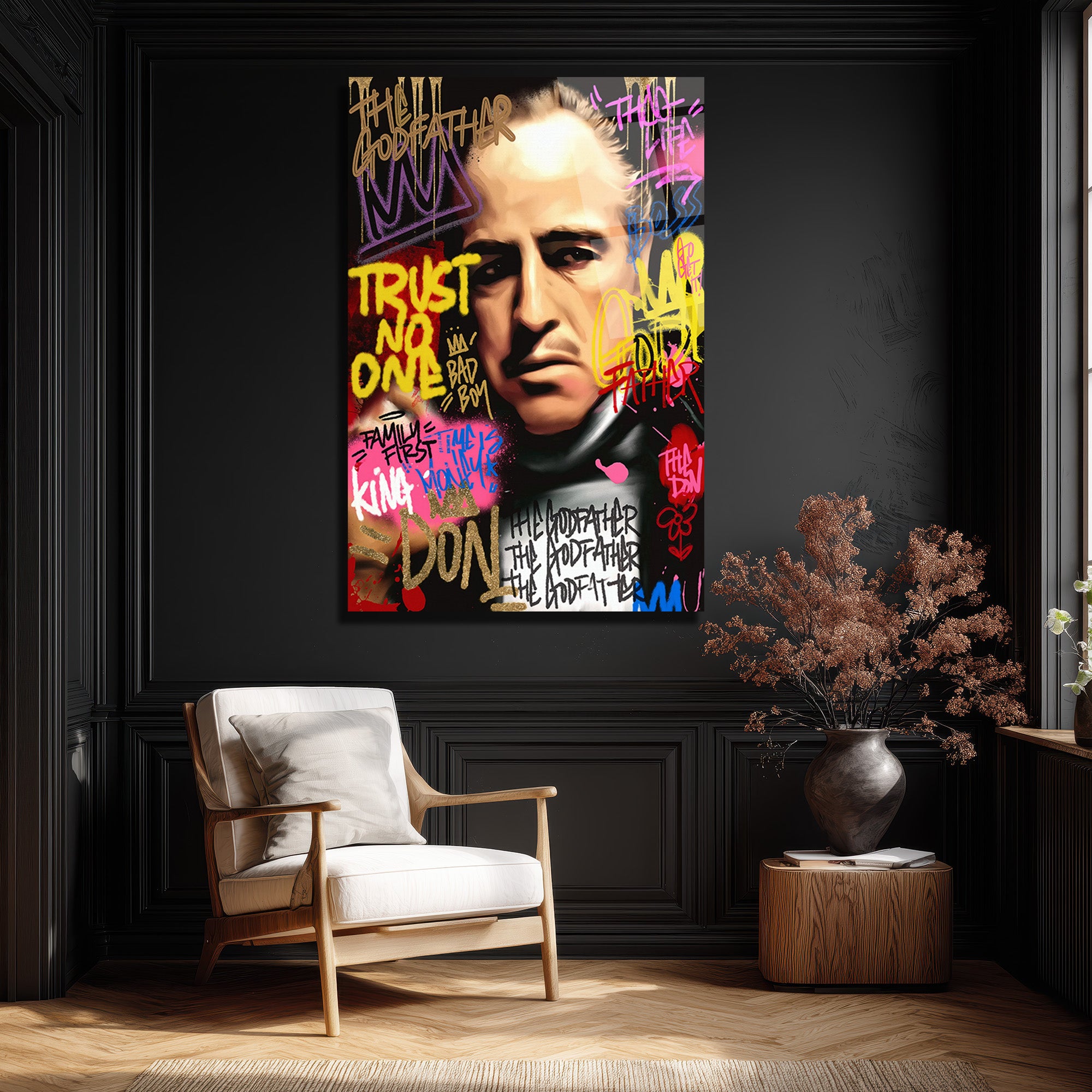 The Godfather Efsanevi Graffiti Portre Cam Tablo