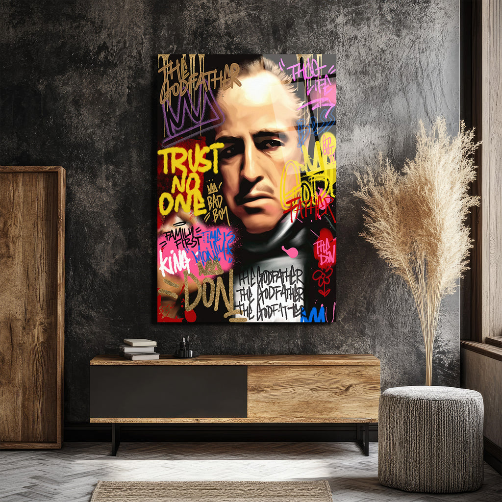 The Godfather Efsanevi Graffiti Portre Cam Tablo