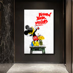 Banksy Tarzı  'Hayallerinin Peşinden Koş' Cam Tablo