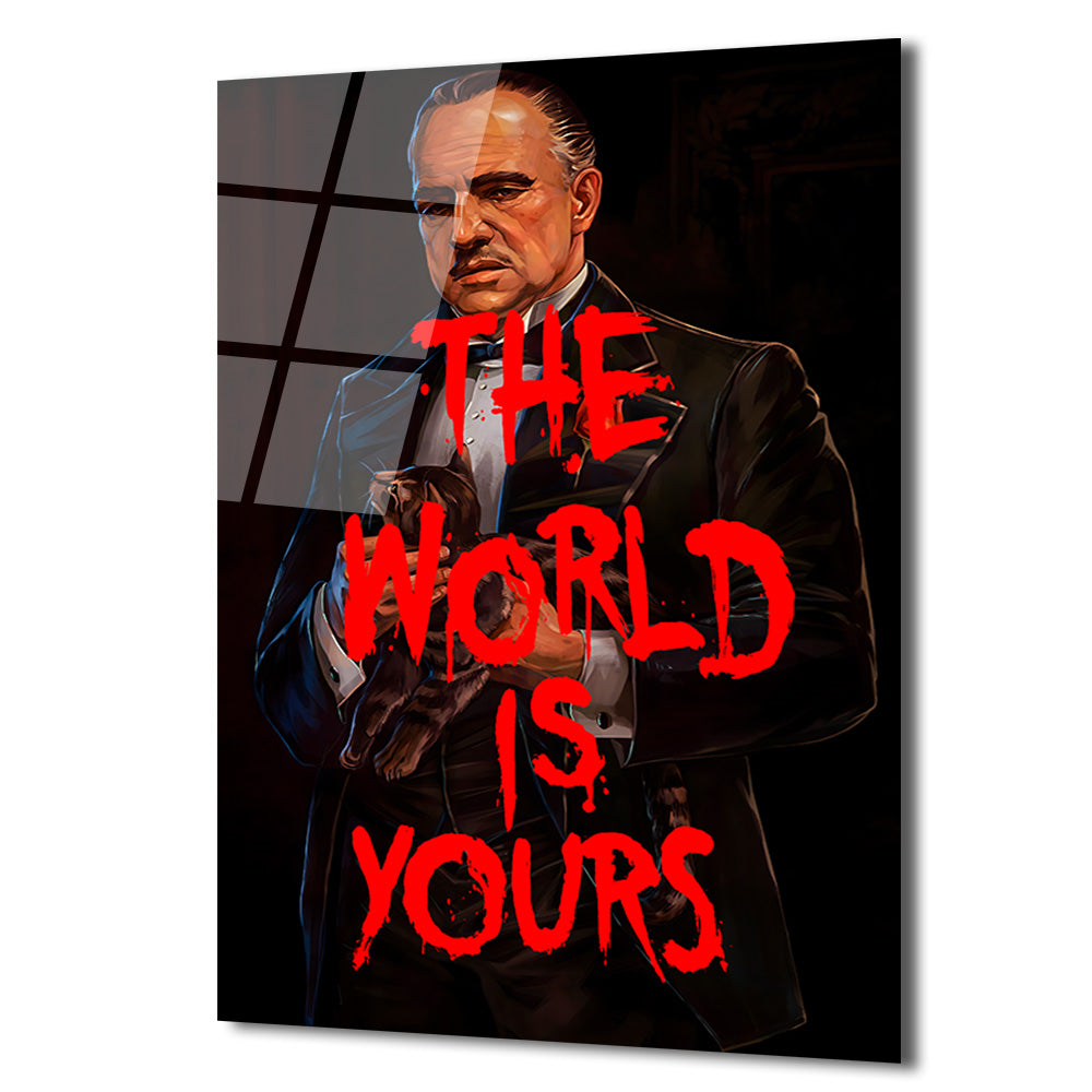 Baba Figürlü 'The World Is Yours' Sanatsal Cam Tablo
