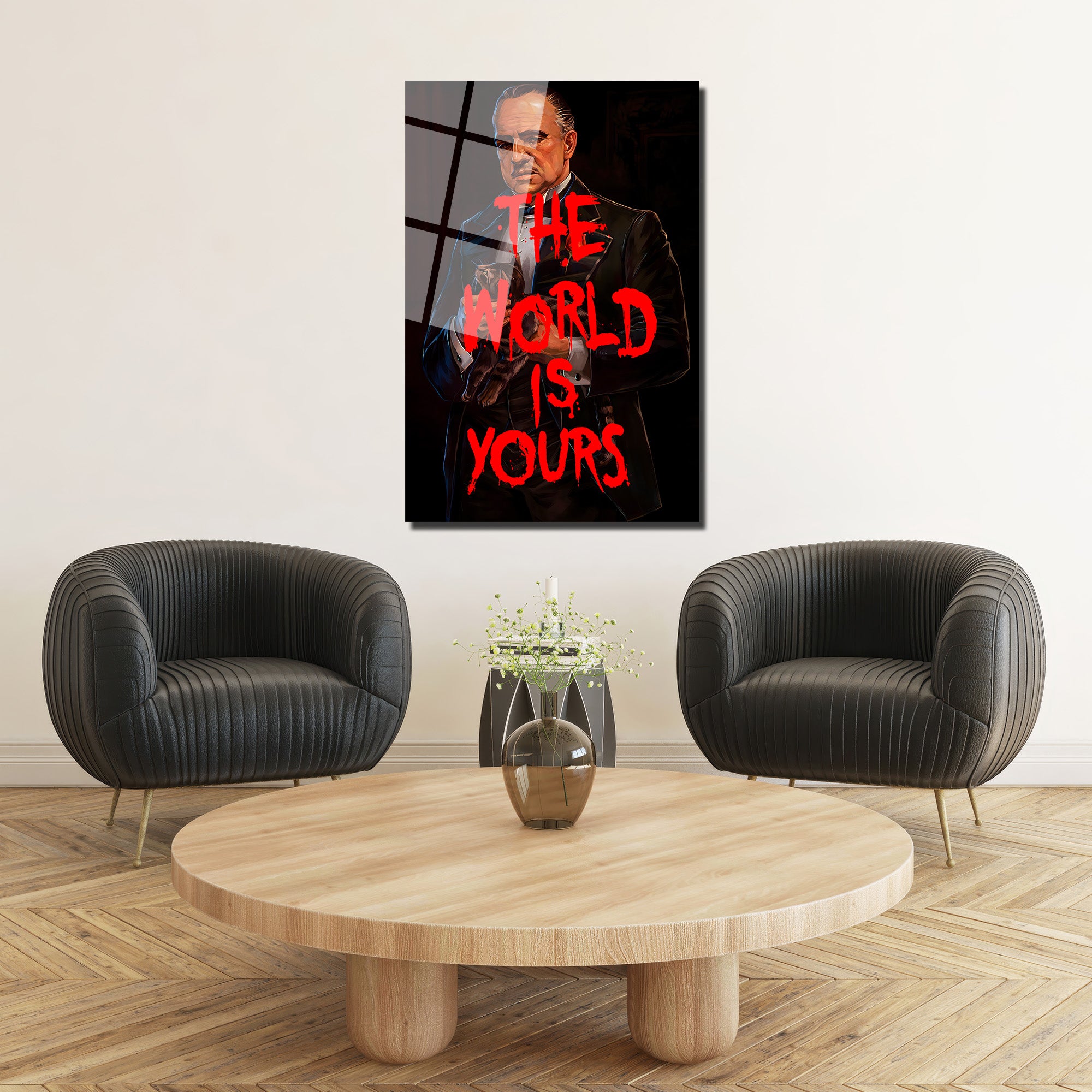 Baba Figürlü 'The World Is Yours' Sanatsal Cam Tablo