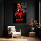 Baba Figürlü 'The World Is Yours' Sanatsal Cam Tablo