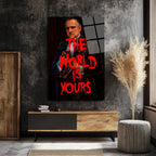 Baba Figürlü 'The World Is Yours' Sanatsal Cam Tablo