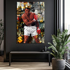Muhammed Ali Kral Temalı Lüks Cam Tablo - Float Like a Butterfly