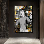 Efsane Bruce Lee Kral Taçlı Modern Cam Tablo