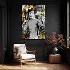 Efsane Bruce Lee Kral Taçlı Modern Cam Tablo