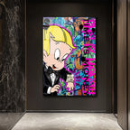 Lüks  Pop Art Cam Tablo - Time Is Money