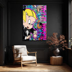 Lüks  Pop Art Cam Tablo - Time Is Money