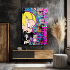 Lüks  Pop Art Cam Tablo - Time Is Money