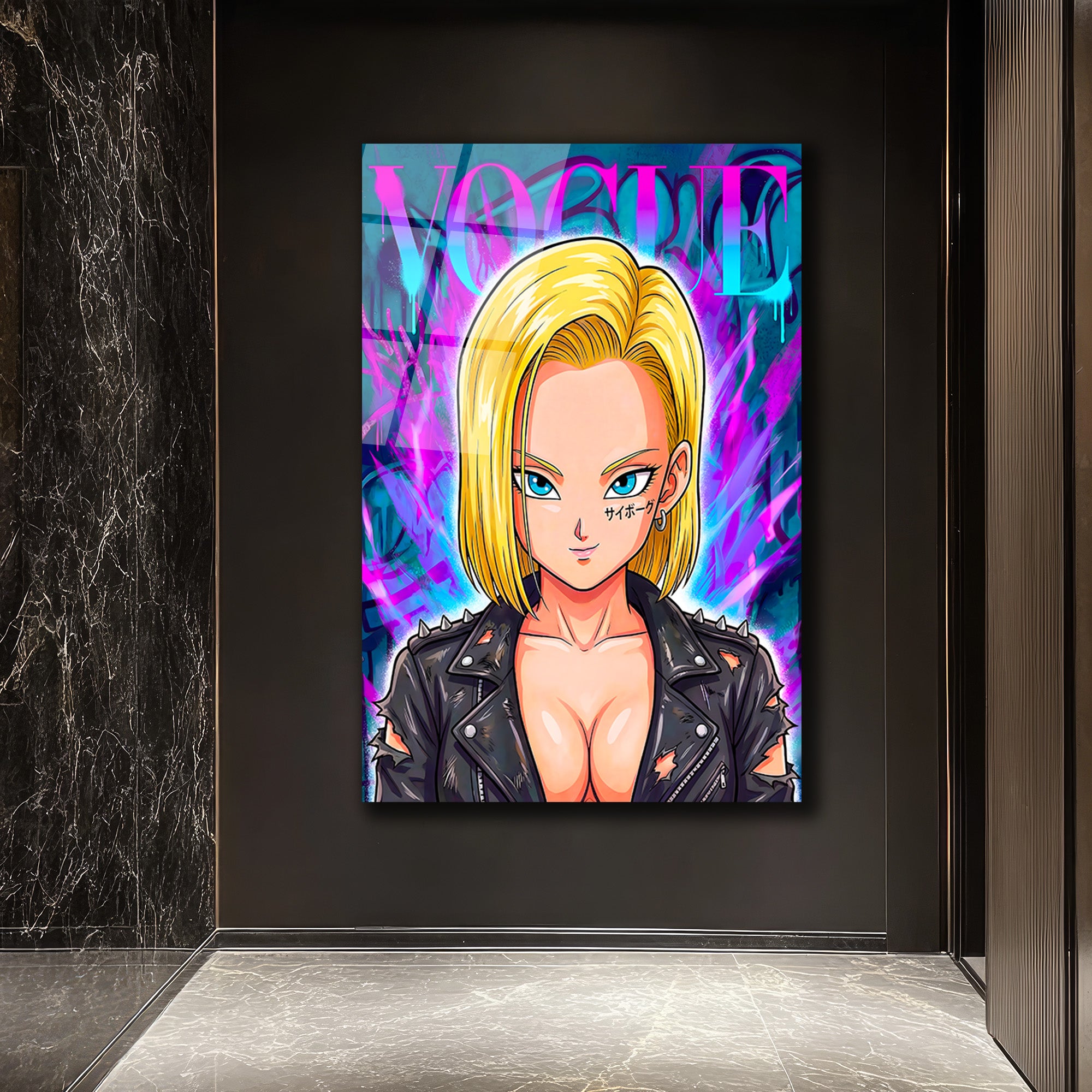 Android 18  Graffiti Cam Tablo: Asi Ruhun Modern Sanatla Buluşması