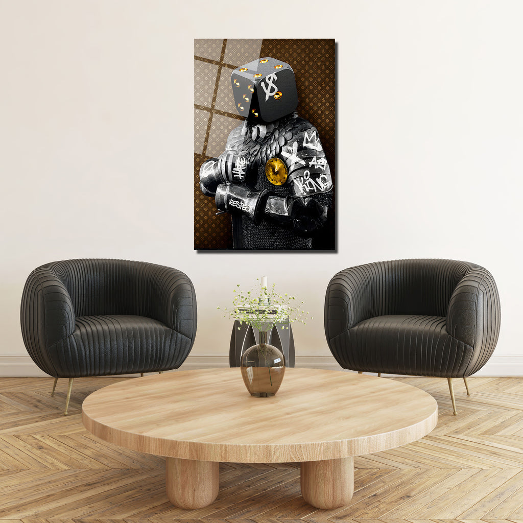 Dolar Zarlı Şövalye: Lüks ve Sokak Sanatı Temalı Cam Tablo