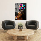 Rubik Kafa Modern Sanat Cam Tablo - Glazella Özel Seri