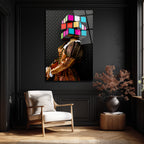 Rubik Kafa Modern Sanat Cam Tablo - Glazella Özel Seri