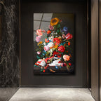 Çiçek Buketi  Temalı Modern Sanat Cam Tablo