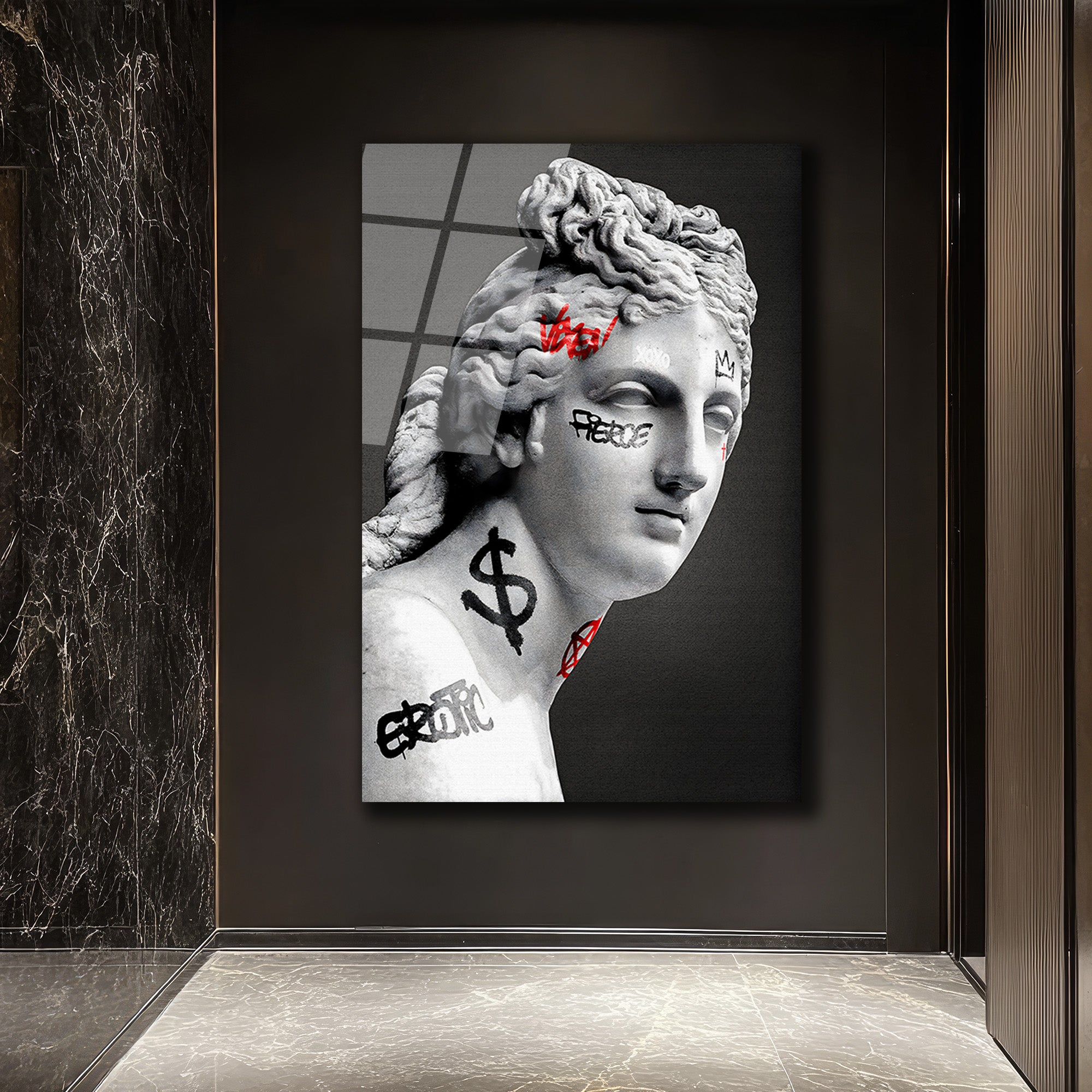 Asi Venüs Graffiti Sanat Cam Tablo
