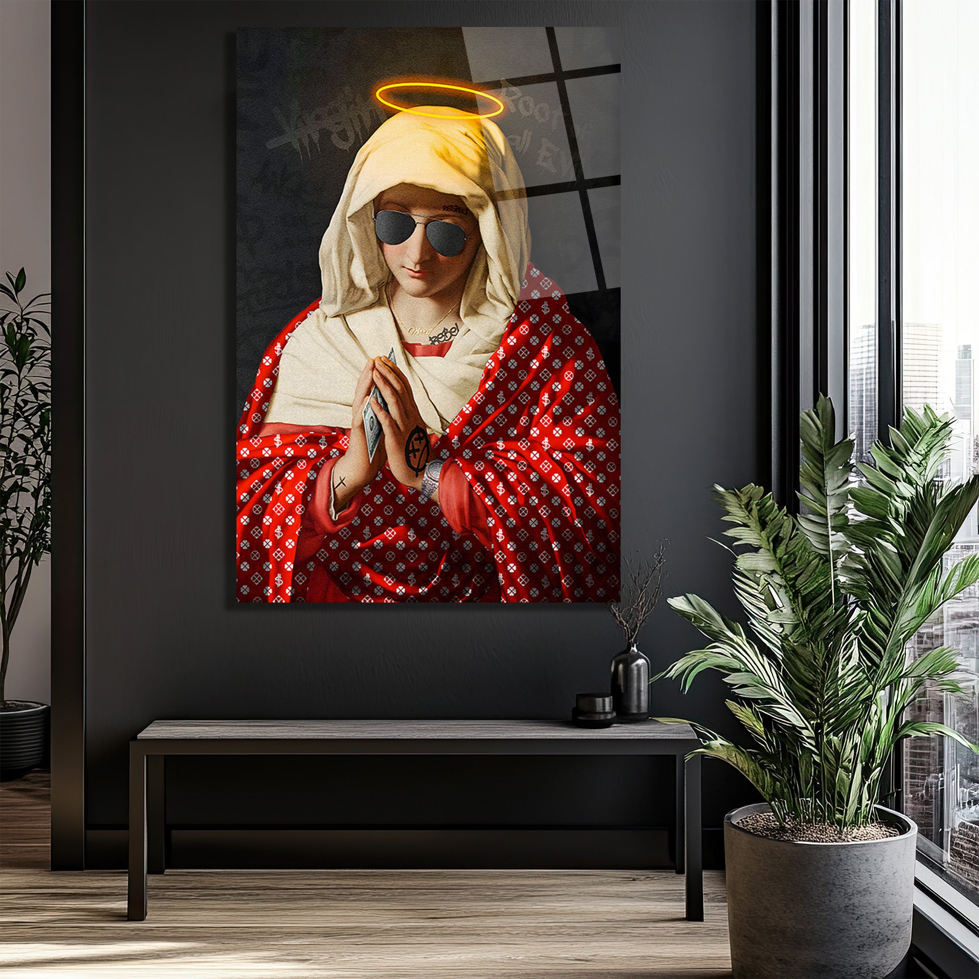 Asi Meryem Ana Pop Art Cam Tablo - Modern Sanat Duvar Dekoru