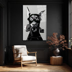 Asi Doberman ve Arkadaşı Modern Cam Tablo
