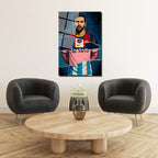 Lionel Messi Efsanesi: Parçalı Formalar Sanat Cam Tablo