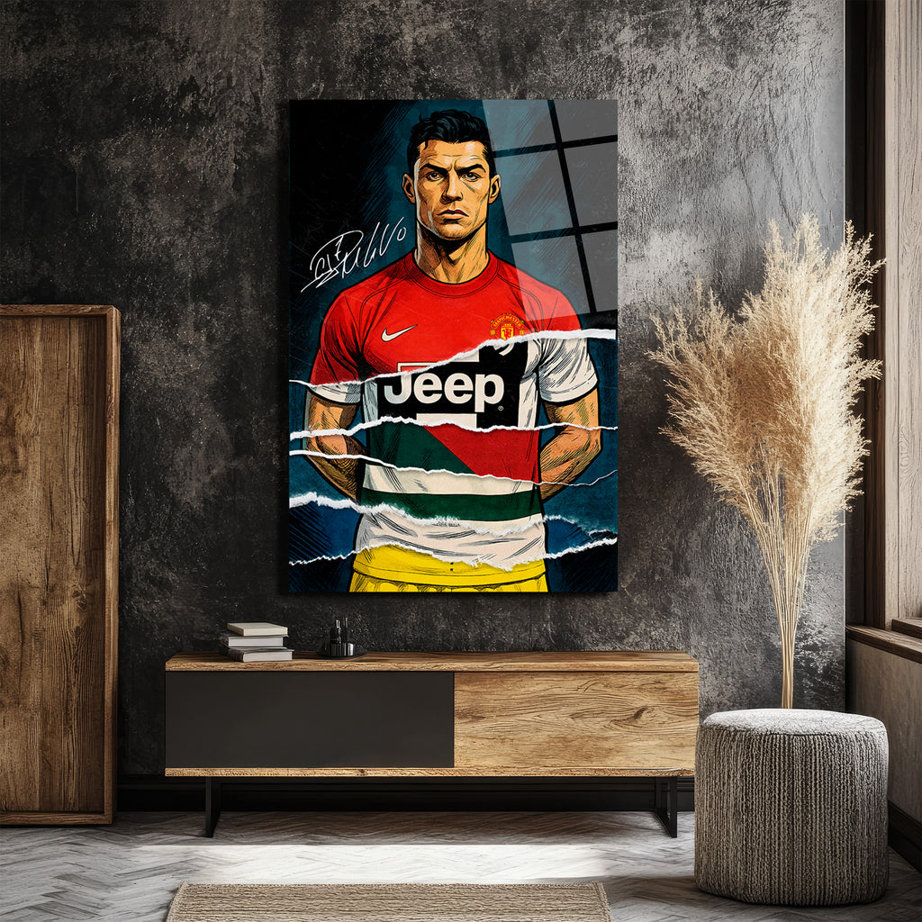 Cristiano Ronaldo Efsanesi Parçalı Forma Cam Tablo