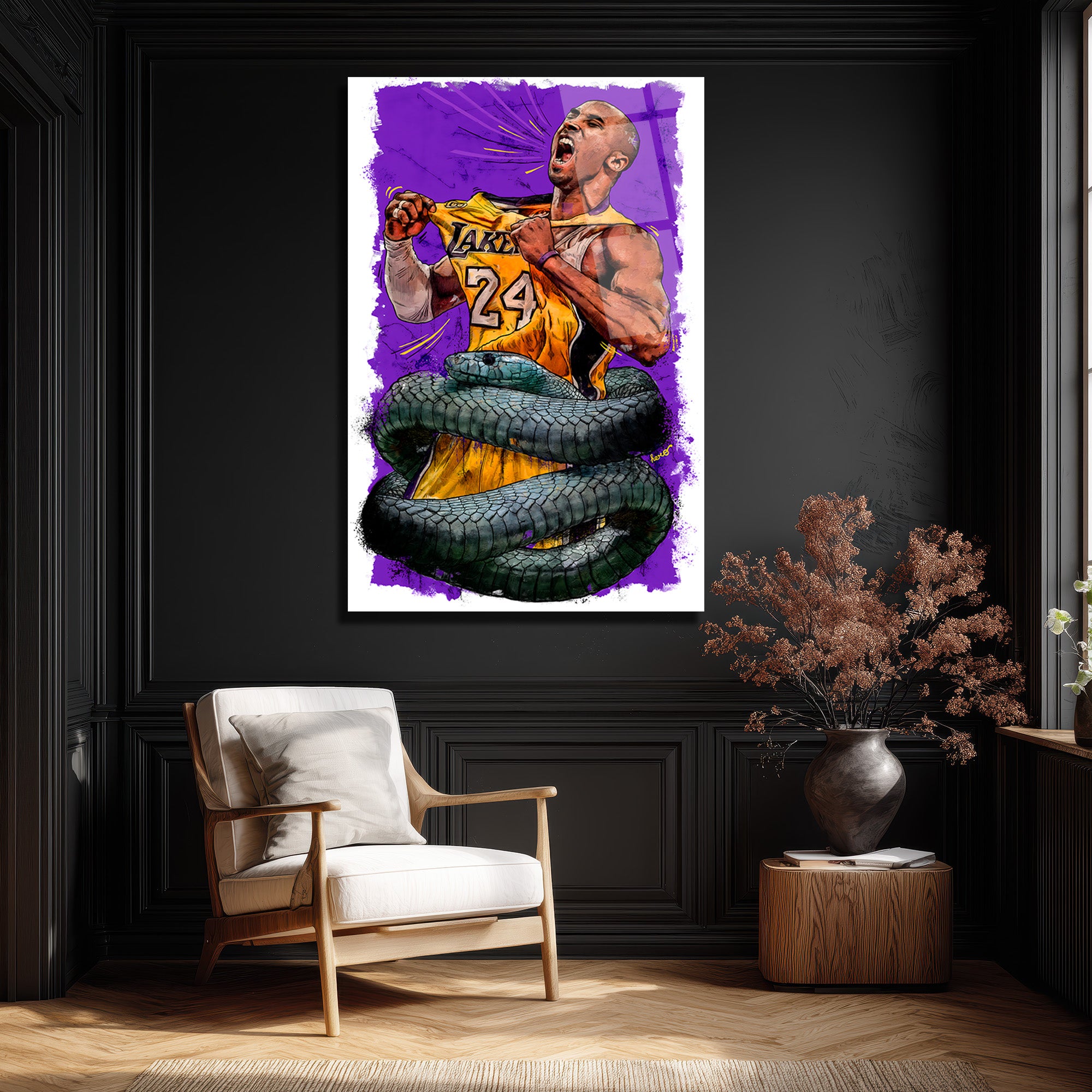 Kobe Bryant Black Mamba Efsanesi Cam Tablo