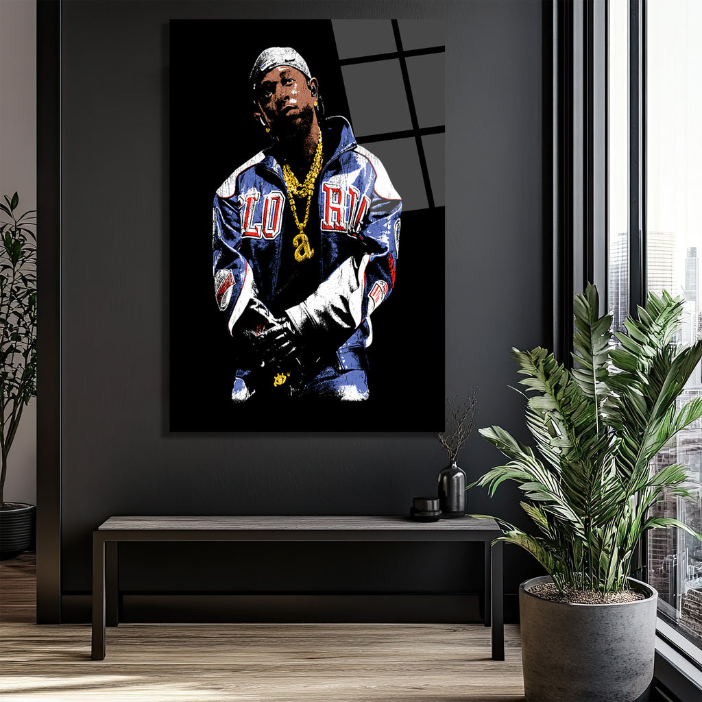 Urban Hip-Hop Tarzı Altın Zincirli Cam Tablo