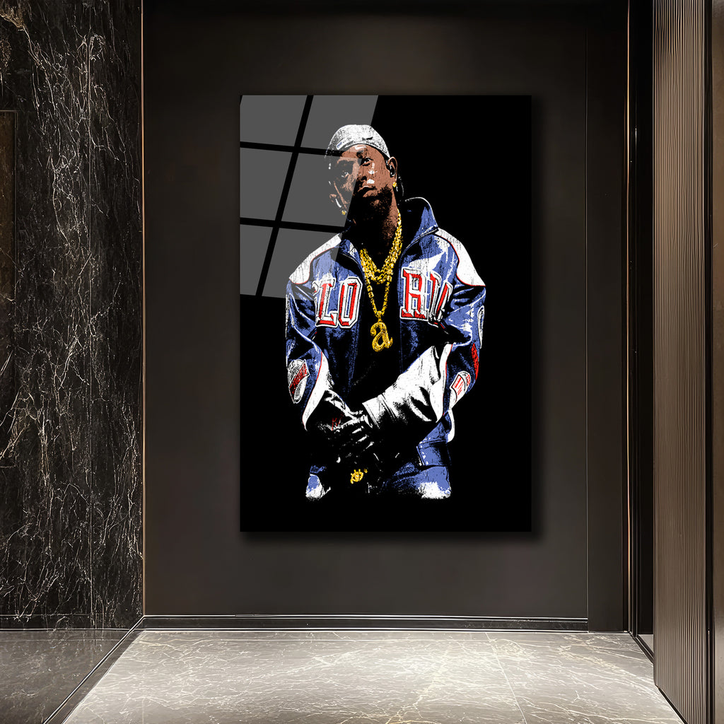 Urban Hip-Hop Tarzı Altın Zincirli Cam Tablo