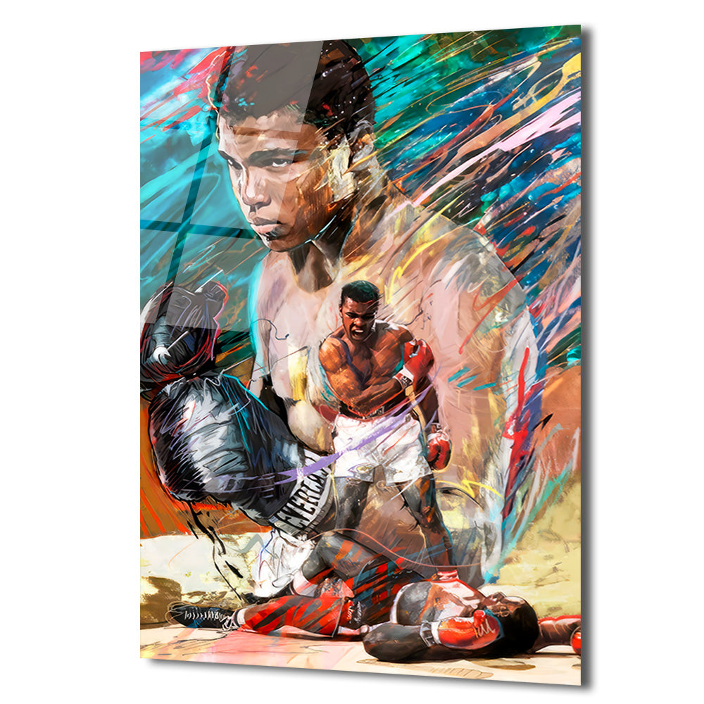 Muhammed Ali Efsanesi Soyut Sanat Cam Tablo