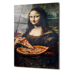 Mona Lisa Pizza Keyfi Cam Tablo - Modern Sanat Dokunuşu