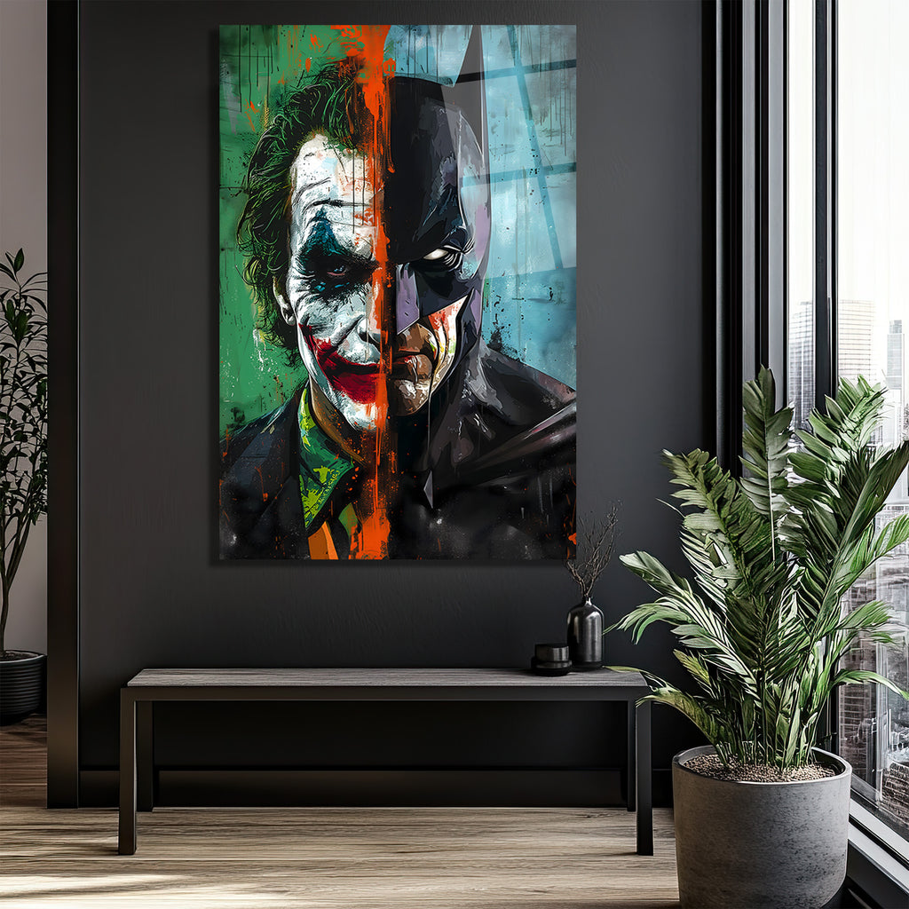 Batman Joker Dengeleyici Güçler Sanatsal Cam Tablo
