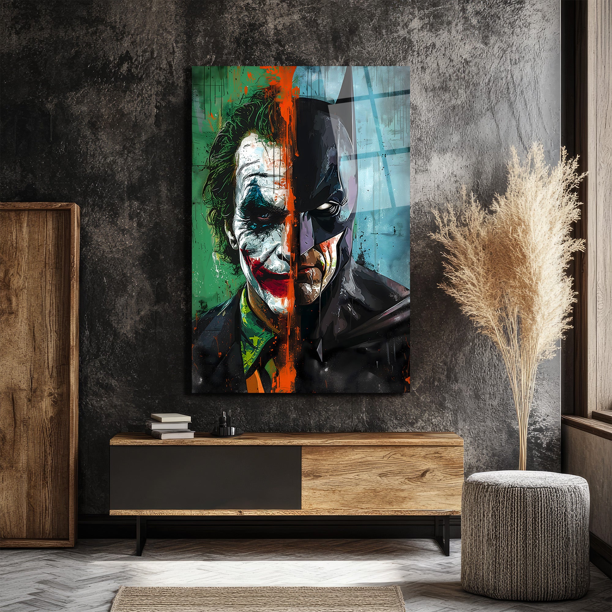 Batman Joker Dengeleyici Güçler Sanatsal Cam Tablo