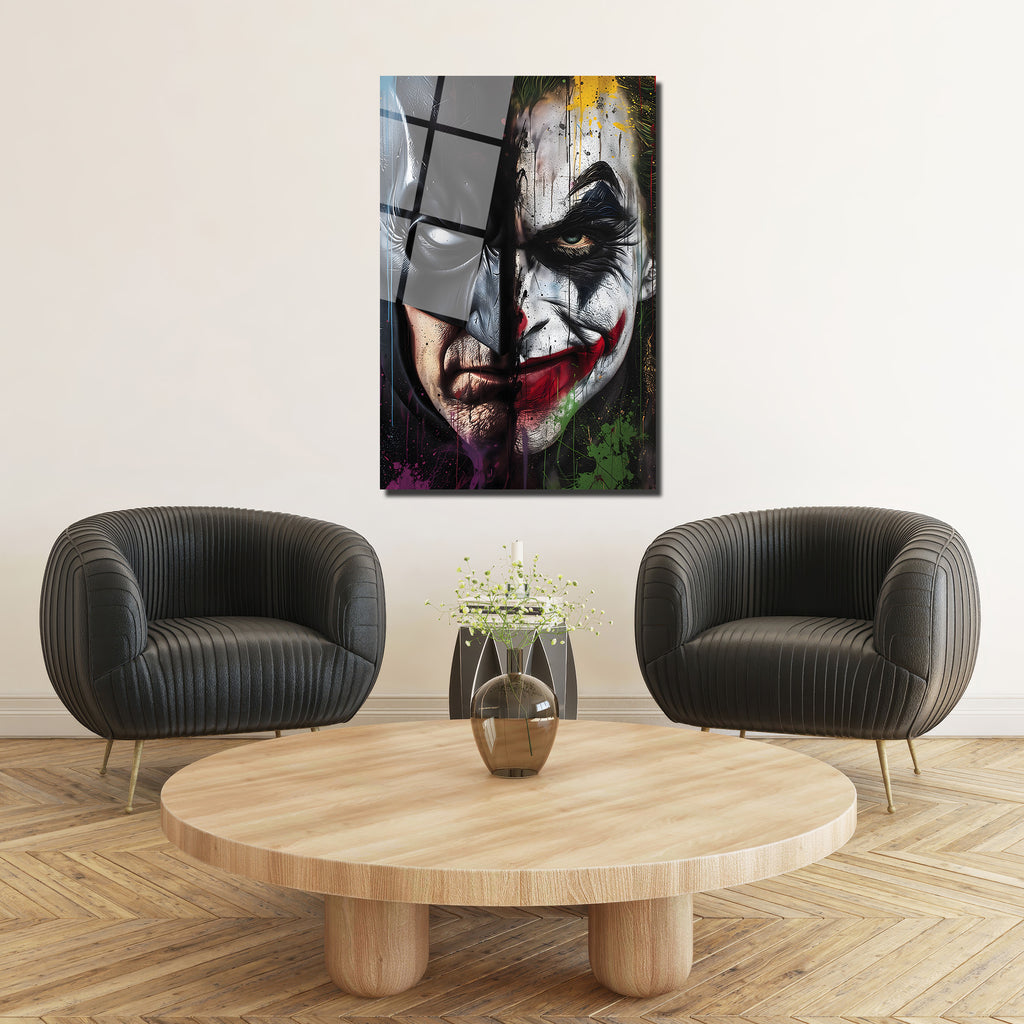 Batman ve Joker Düellosu Sanatsal Cam Tablo