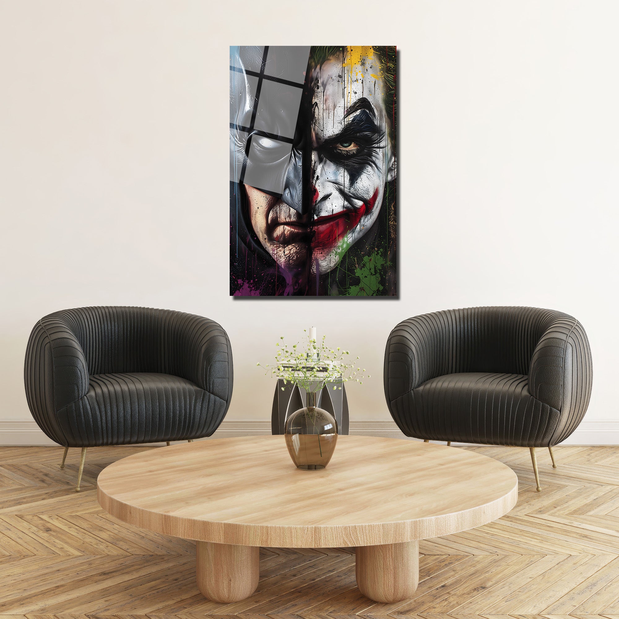 Batman ve Joker Düellosu Sanatsal Cam Tablo