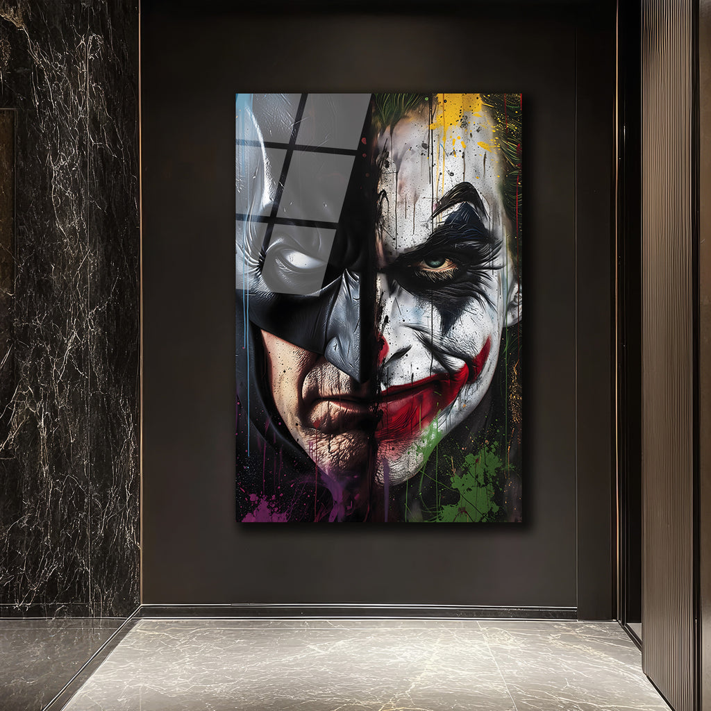 Batman ve Joker Düellosu Sanatsal Cam Tablo