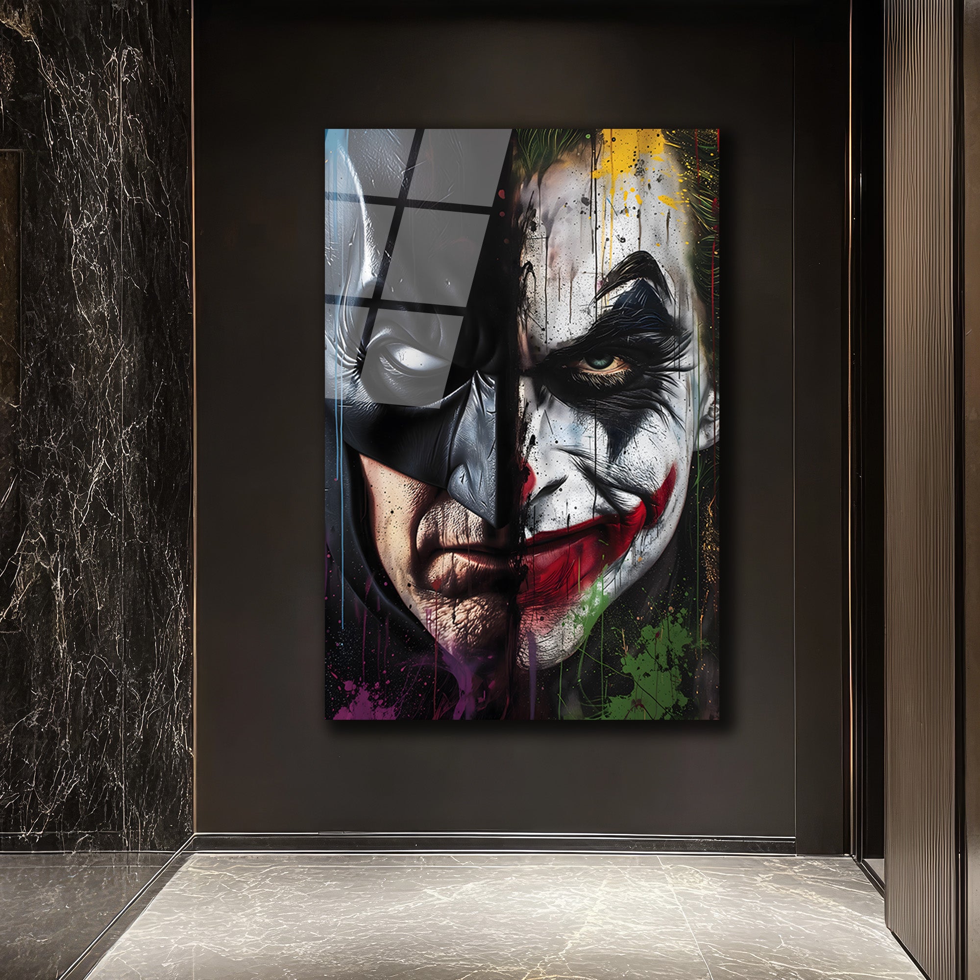 Batman ve Joker Düellosu Sanatsal Cam Tablo