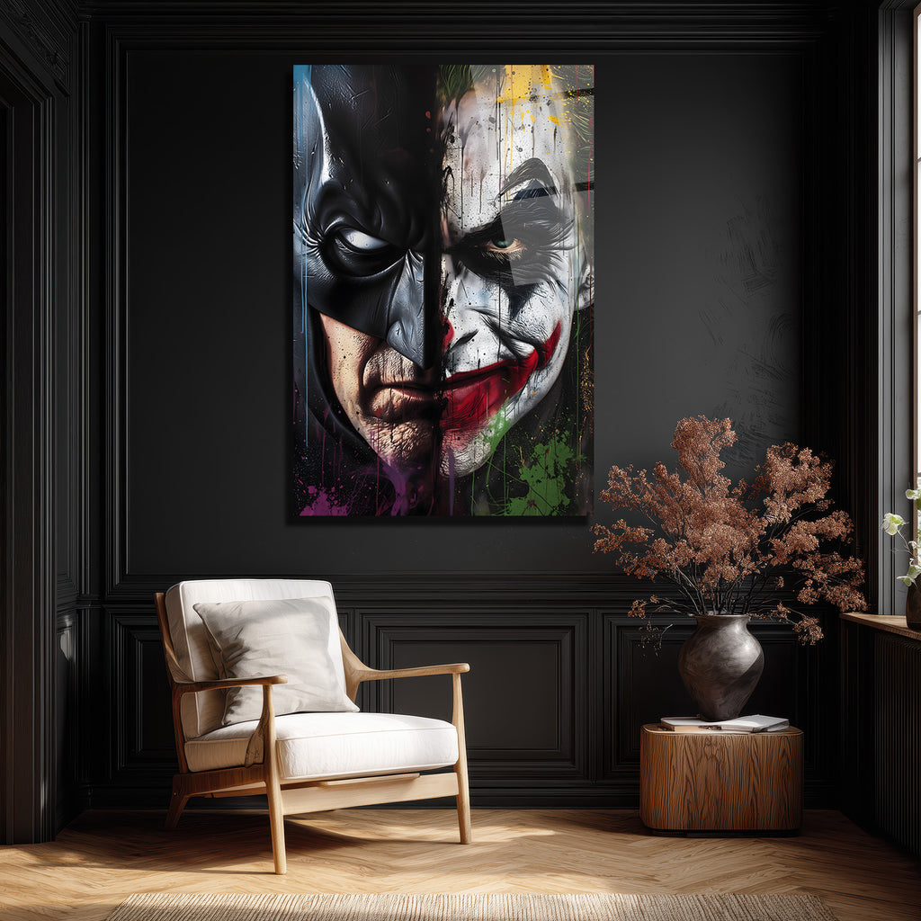 Batman ve Joker Düellosu Sanatsal Cam Tablo