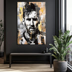 Efsane Lionel Messi Sanatsal Cam Tablo - Modern Soyut Portre